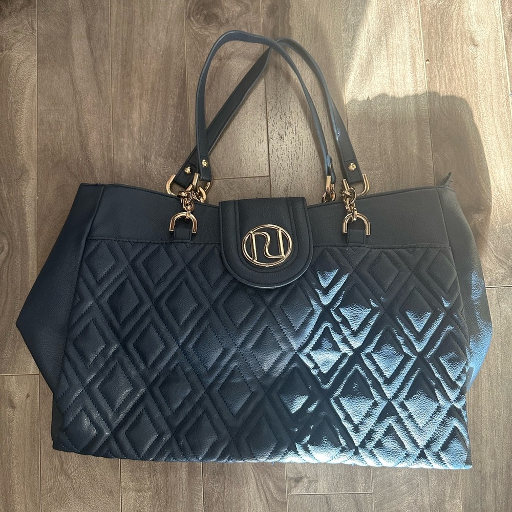River Island Navy Quilted Tote Bag
